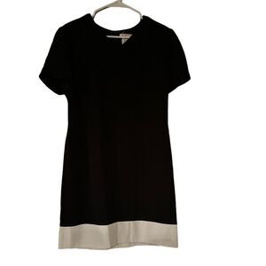 Talbots Black Dress With White Trim Size 10 Short Sleeve